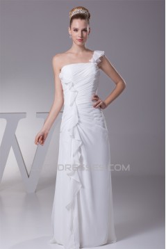 Sheath/Column Sleeveless One-Shoulder Chiffon Wedding Dresses 2030244
