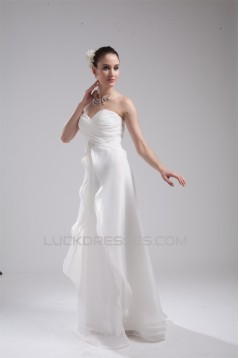 A-Line Organza Elastic Woven Satin Sleeveless Sweet Wedding Dresses 2030247