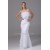 Sheath/Column Organza Silk like Satin Strapless Wedding Dresses 2030249