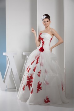 Princess Sleeveless Satin Lace Organza Strapless Wedding Dresses 2030256