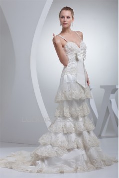 Trumpet/Mermaid Sleeveless Spaghetti Straps Lace Wedding Dresses 2030263