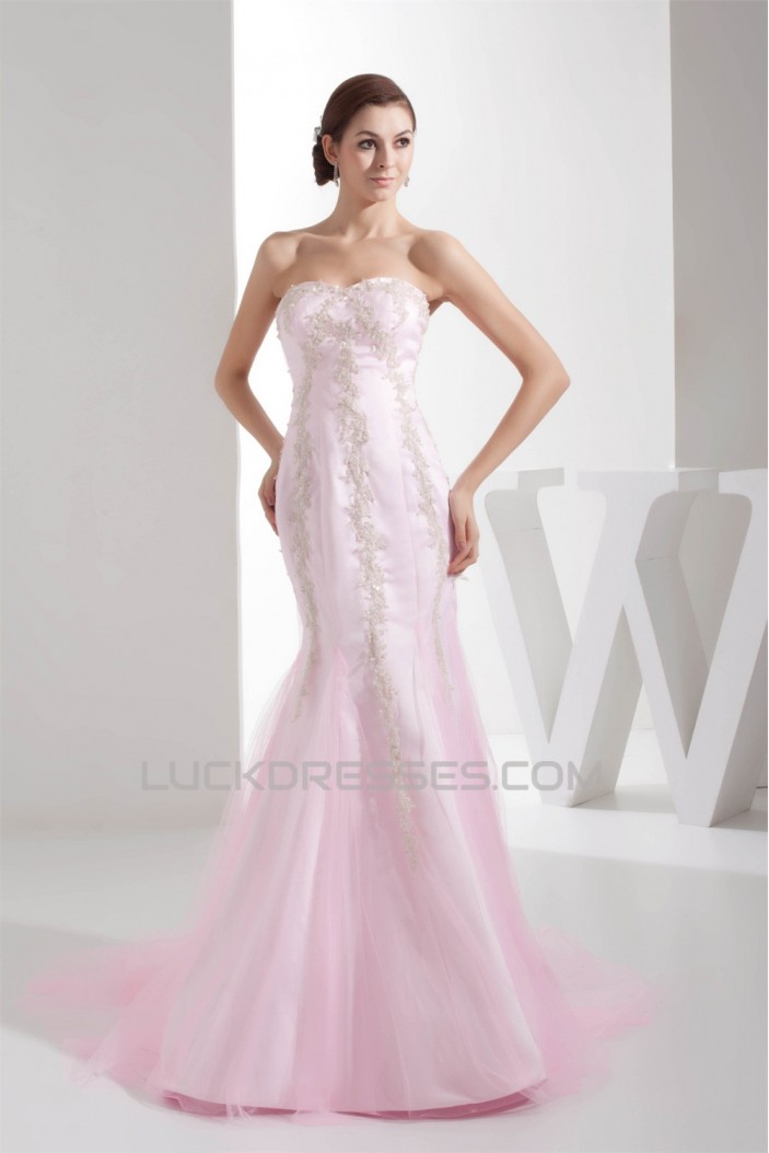 Trumpet/Mermaid Satin Lace Fine Netting Beading Wedding Dresses 2030273