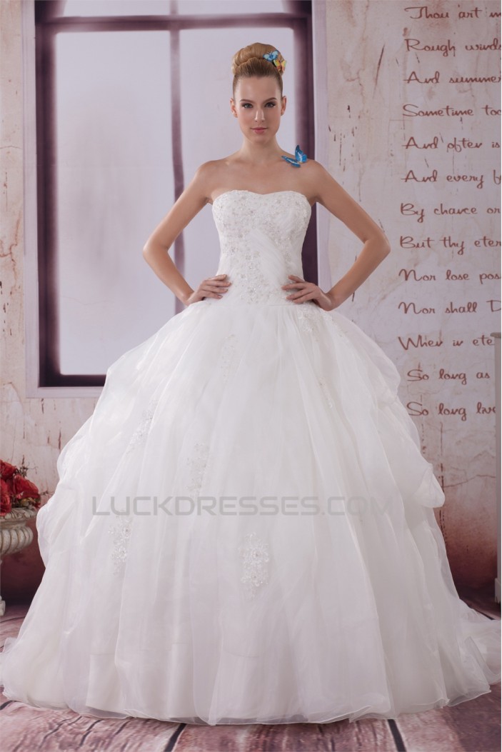 Ball Gown Strapless Beaded Lace Wedding Dresses 2030289