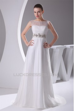 Satin Ruffled Netting Sheath/Column Sleeveless Most Beautiful Wedding Dresses 2030302