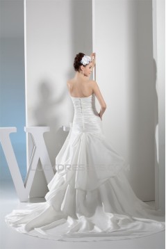 A-Line Satin Taffeta Sleeveless Strapless Wedding Dresses 2030308