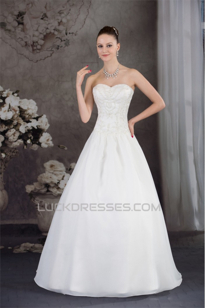 A-Line Sweetheart Sleeveless Embellished Wedding Dresses 2030309