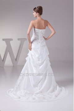 A-Line Strapless Taffeta Sweet Wedding Dresses 2030317