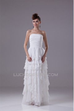 Sheath/Column Chiffon Strapless Floor-Length Wedding Dresses 2030319