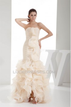 Sheath/Column Organza Strapless Wedding Dresses with Color 2030321