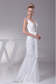 Sheath/Column V-Neck Sleeveless Wedding Dresses 2030340