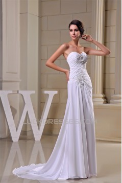Sheath/Column New Arrival Chiffon Lace Beaded Wedding Dresses 2030343