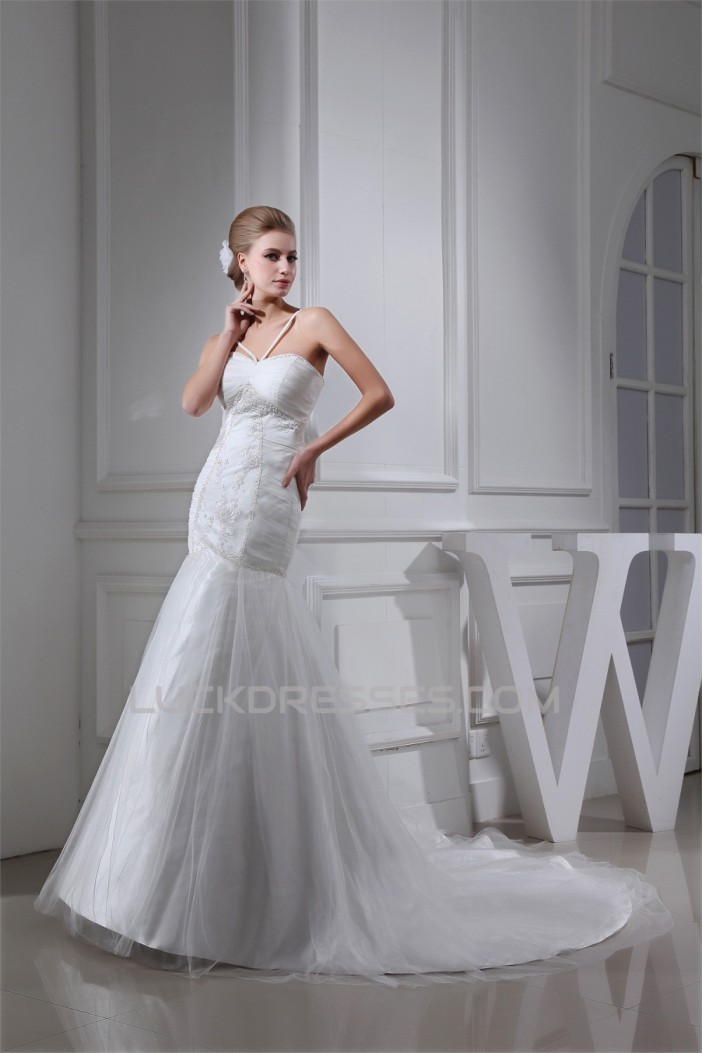 Trumpet/Mermaid Sweetheart Beaded Lace Wedding Dresses 2030345