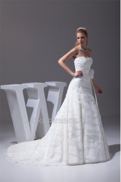 A-Line Satin Organza Sleeveless Strapless Wedding Dresses 2030349