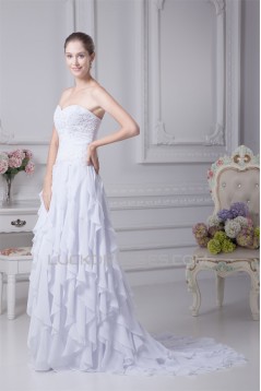 Sleeveless A-Line Sweetheart Chiffon Silk like Satin Wedding Dresses 2030356