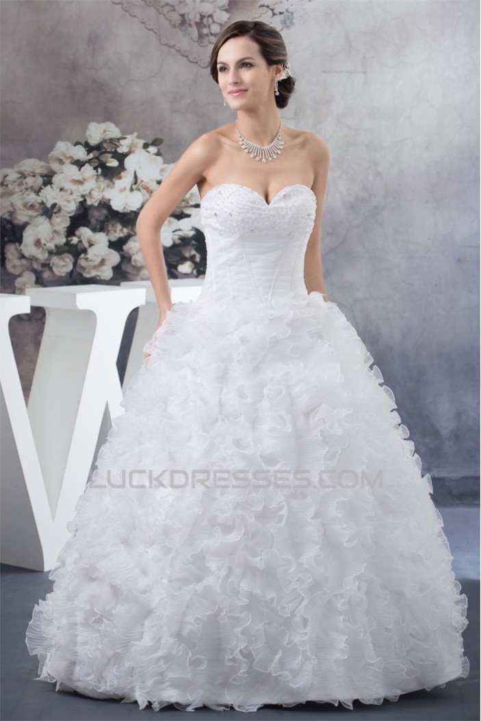 Sleeveless A-Line Sweetheart Satin Organza New Arrival Wedding Dresses 2030357