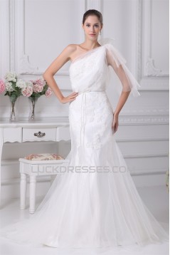 Trumpet/Mermaid One-Shoulder Lace Sweet Wedding Dresses 2030360