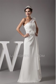 Sheath/Column Chiffon Silk like Satin New Arrival Wedding Dresses 2030361