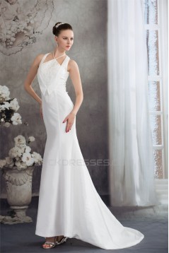 Mermaid/Trumpet Sleeveless Lace Taffeta Straps Reception Wedding Dresses 2030372