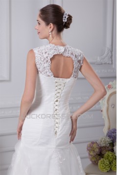 Sleeveless Satin Fine Netting A-Line Straps Lace Wedding Dresses 2030384