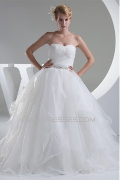 Ball Gown Sleeveless Satin Organza Sweetheart Wedding Dresses 2030394