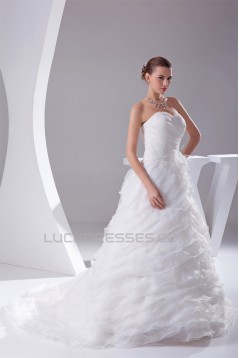 Sleeveless Satin Organza Sweetheart A-Line Best Wedding Dresses 2030396