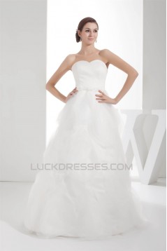Sleeveless Satin Organza Sweetheart A-Line Sweet Wedding Dresses 2030397