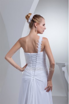 Sleeveless Sheath/Column Chiffon Silk like Satin Best Wedding Dresses 2030399