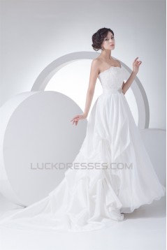 A-Line Satin Taffeta Sleeveless Strapless Wedding Dresses 2030412