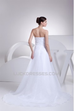 A-Line Strapless Satin Organza New Arrival Wedding Dresses 2030415