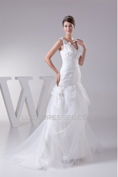 Sleeveless V-Neck Satin Lace Organza Princess New Arrival Wedding Dresses 2030433