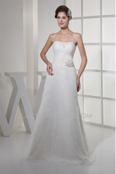 Soft Sweetheart A-Line Satin Organza Sleeveless New Arrival Wedding Dresses 2030434