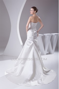 A-Line Soft Sweetheart Sleeveless Satin Most Beautiful Wedding Dresses 2030439