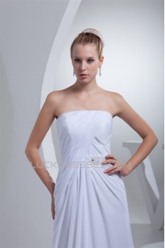 A-Line Strapless Sleeveless Chiffon Silk like Satin Sweet Wedding Dresses 2030445