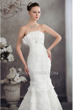 Trumpet/Mermaid Strapless Princess Sleeveless Lace Taffeta Wedding Dresses 2030449