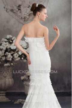 Trumpet/Mermaid Strapless Princess Sleeveless Lace Taffeta Wedding Dresses 2030449