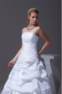 Strapless Satin Taffeta A-Line Sleeveless Best Wedding Dresses 2030455