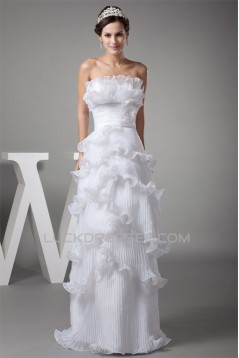 Strapless Sheath/Column Satin Organza Sleeveless New Arrival Wedding Dresses 2030456