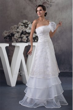 Strapless Sleeveless Satin Lace A-Line Reception Wedding Dresses 2030460