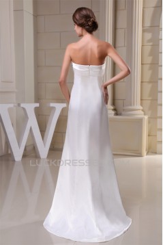 Strapless Sleeveless Silk like Satin Netting Reception Wedding Dresses 2030461