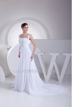A-Line Straps Chiffon Satin Sleeveless Wedding Dresses 2030462