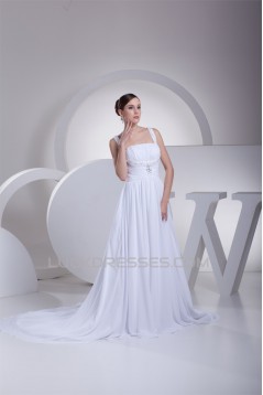 A-Line Straps Chiffon Satin Sleeveless Wedding Dresses 2030462