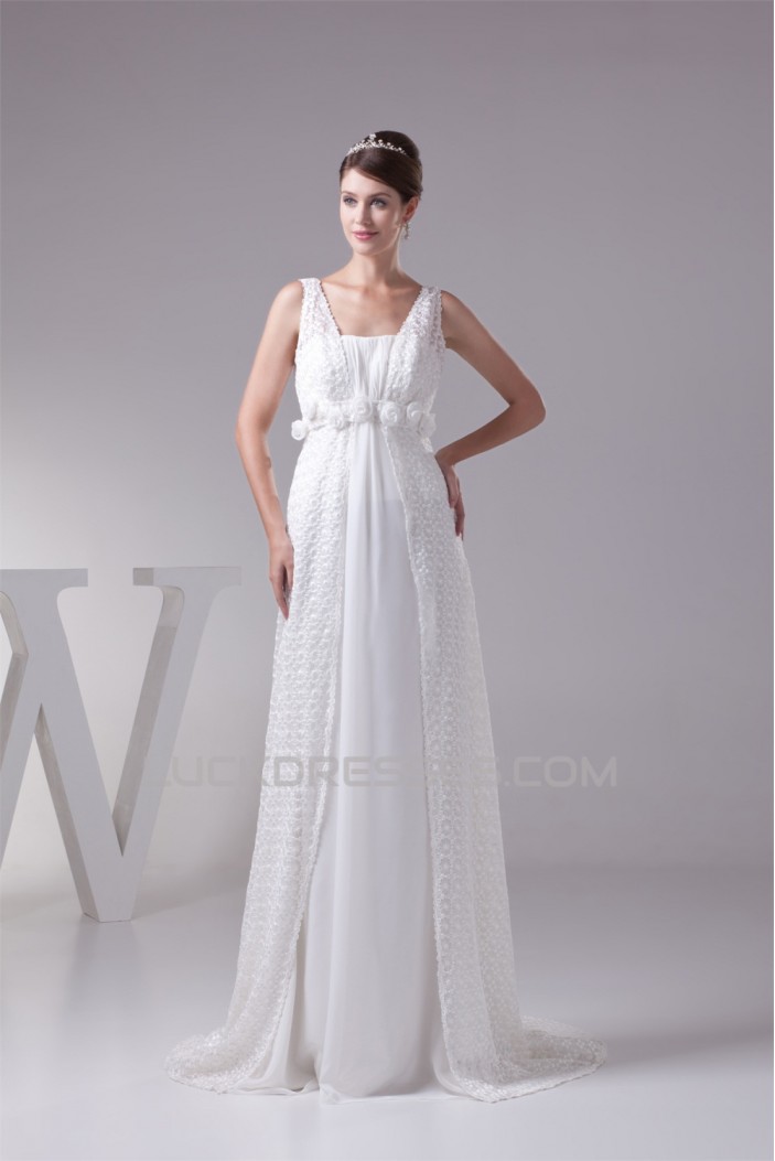 Straps Sleeveless Chiffon Satin Lace Fine Netting Wedding Dresses 2030466