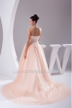 Sweetheart A-Line Satin Fine Netting Sleeveless New Arrival Wedding Dresses 2030470
