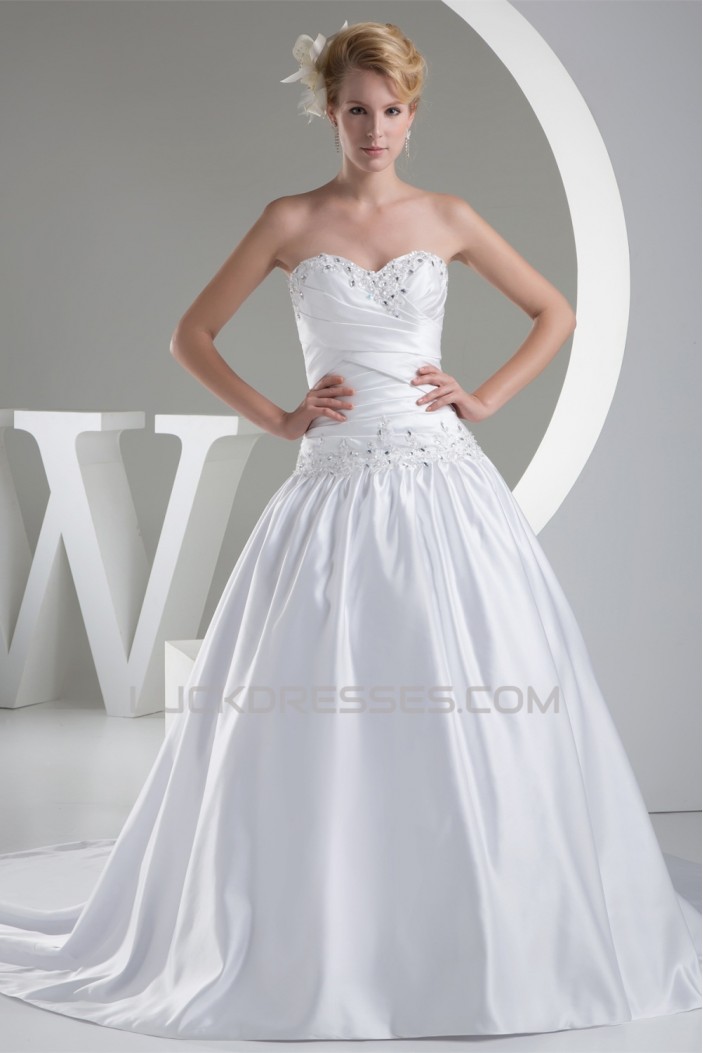 Sweetheart A-Line Sleeveless Satin New Arrival Wedding Dresses 2030472