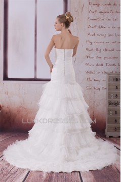 A-Line Sweetheart Sleeveless Satin Organza Best Wedding Dresses 2030479