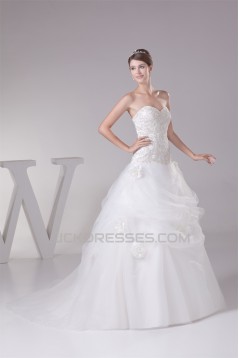 Sweetheart Princess Satin Fine Netting Lace Sleeveless New Arrival Wedding Dresses 2030482