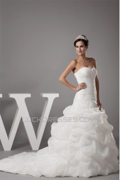 Sweetheart Satin Fine Netting Woth Satin Sweet Wedding Dresses 2030483