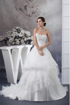 Sweetheart Satin Organza Lace A-Line Sleeveless Best Wedding Dresses 2030485