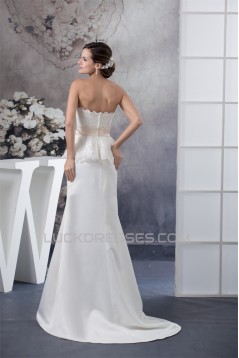 Sweetheart Sleeveless Satin Lace A-Line Most Beautiful Wedding Dresses 2030489