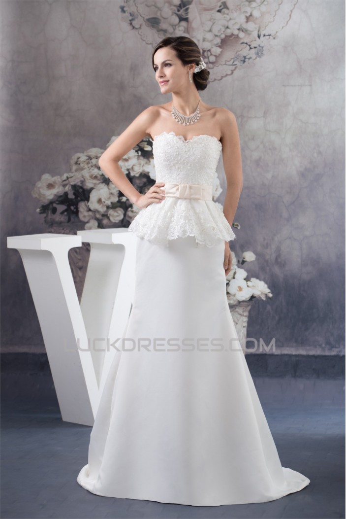 Sweetheart Sleeveless Satin Lace A-Line Most Beautiful Wedding Dresses 2030489